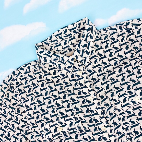 Ann Taylor LOFT Bunny Rabbit Print Button Up Top - Picture 4 of 4